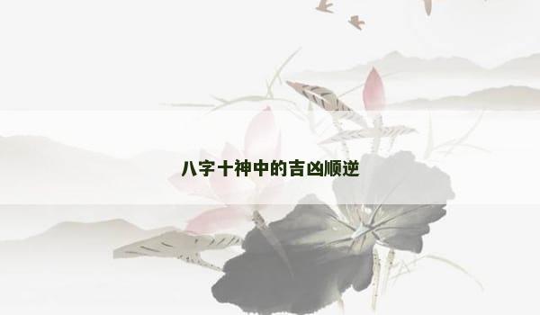 八字十神中的吉凶顺逆