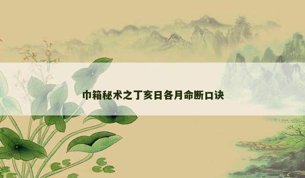 巾箱秘术之丁亥日各月命断口诀